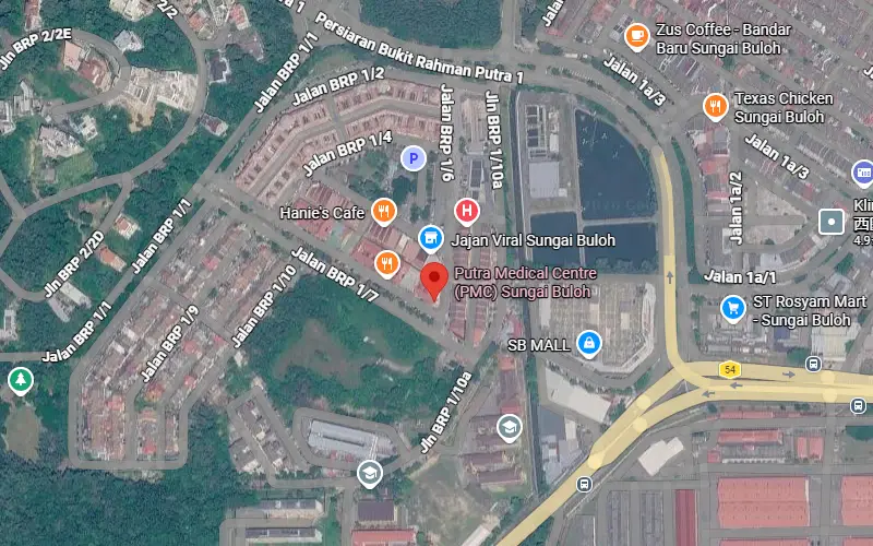 Map showing Putra Medical Centre in Sungai Buloh